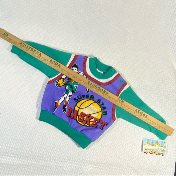 NWT Vintage QUACKERS Super Star Basketball Sweater Shirt; Toddler/ Infant Sz 12 - Picture 5 of 12